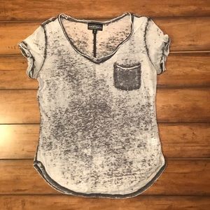 Almost Famous White & Gray Burnout Tee